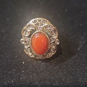 Heidi Daus Gold and Red Statement Ring